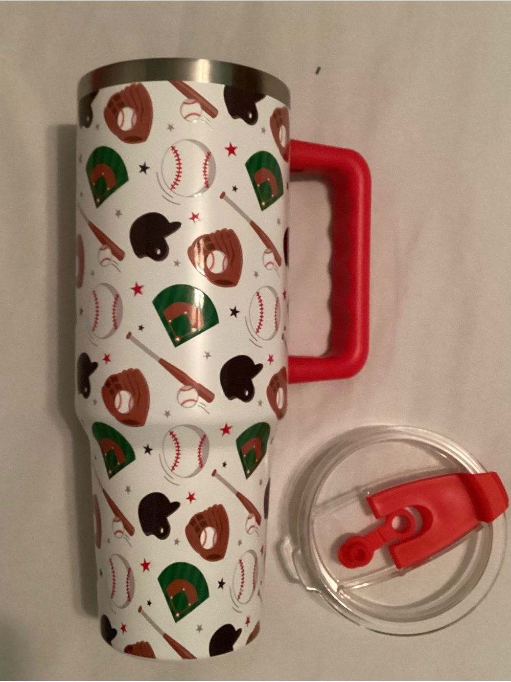 Ashland Brand Baseball Sports Theme 40 Oz. Insulated Travel Mug & Top Set